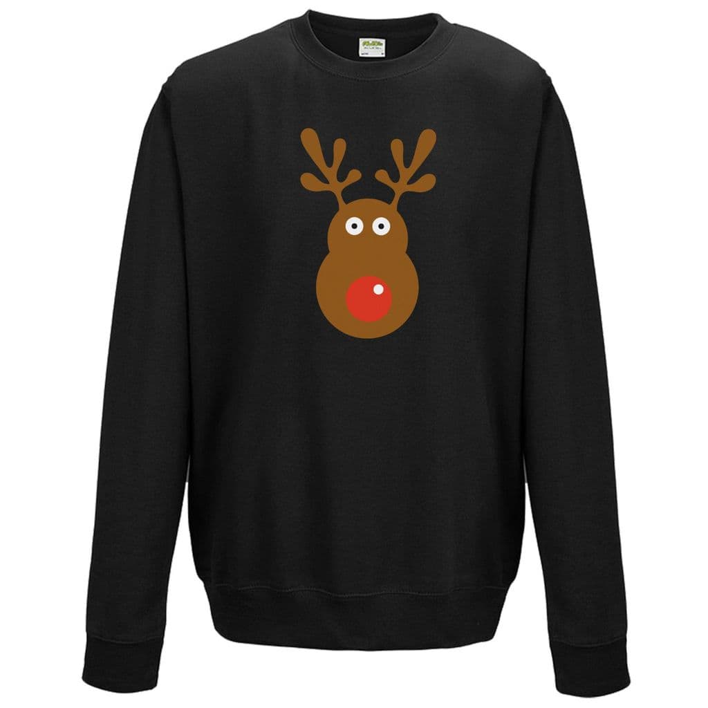 Rudolph Reindeer Face Sweatshirt Christmas Retro Rudolf Xmas Gift Jumper Top 